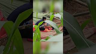 mother 3 days of heavy rain with her 5 month old son completing the roof Part16single mom shorts [upl. by Yemirej]