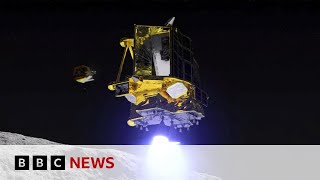 Japan lands on Moon but glitch threatens mission  BBC News [upl. by Aneekan]