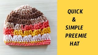 Quick amp Simple Crochet Preemie Baby Hat  Perfect for Beginners [upl. by Ninon]