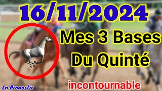 Pronostics PMU Mes 3 bases incontournable SAMEDI 16 NOVEMBRE 2024 AUTEUIL [upl. by Spain]