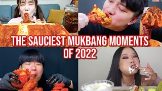 the SAUCIEST mukbang moments of 2022 [upl. by Merwin]