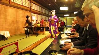 Tea ceremony before Miyako Odori in Gion district in Kyoto Japan MVI6194 [upl. by Harve]