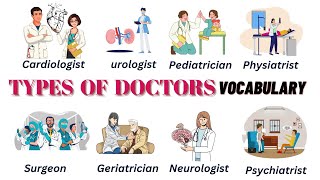 Types of Doctors  50 types of Specialist Doctors names in English vocabulary [upl. by Aruasor940]