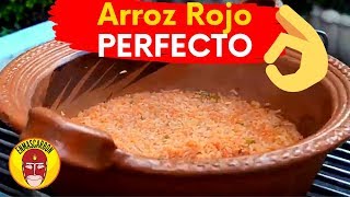 Como hacer ARROZ ROJO PERFECTO★★★★★ sin pegarse ni batirse [upl. by Arahsak]