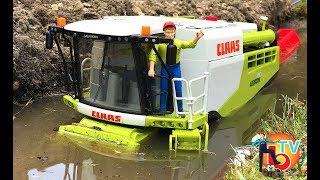 BRUDER MUD COMBINE Harvester CLAAS LEXION 780  Kids videos [upl. by Bonis]