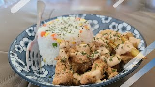 Chicken strips with rice amp fries  Food series [upl. by Repinuj]