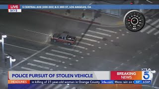 Police pursue stolen vehicle in LA [upl. by Mushro356]