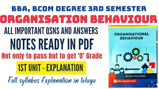 organisational behaviour imp qsns with answers explanation in telugu notes pdf available degree bo [upl. by Suertemed]