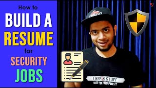 HINDI How to Write a Resume for Security Jobs  Cyber Security Career Guidelines [upl. by Feledy912]