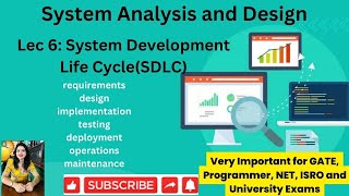 Lec 6 System Development Life CycleSDLC  Phases of SDLC  Important rpsc rpscprogrammer [upl. by Demaggio]