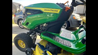 How to Change Mower Blades on your John Deere S100 Lawn Tractor 42quot Deck [upl. by Khajeh]