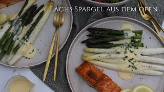 Lachs und Spargel aus dem Ofen  Hollandaise Soße zubereitung  Fırında Somon balik ve kuşkonmaz [upl. by Ahse]