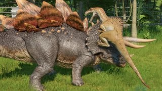 Stegoceratops VS Spinoraptor  Jurassic World Evolution [upl. by Takken940]