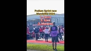 Podium Sprint race MotoGP Mandalika 2024 Pecco Bagnaia  Enea bastiani Marc Marquez [upl. by Anuaik602]