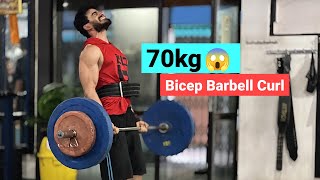 70 kg BICEPS 💪 barbell curl 😱64 kg body weight sachinhrfitness gym biceps [upl. by Valerio464]