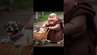 Cute baby cute baby monk loves dog too muchcute cutebaby baby shorts [upl. by Alyehc621]