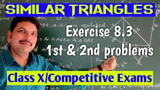 Class XSIMILAR TRIANGLESExercise 83 1 amp 2 problems [upl. by Halvaard]