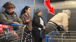 Stinky Fat Grandpa Farts on People Of Walmart Awesome Reactions [upl. by Airdnaz629]