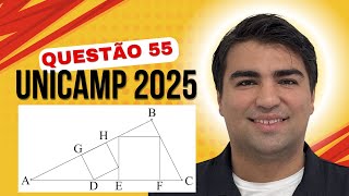 UNICAMP 2025  Q55 A figura a seguir mostra um triângulo ABC que contém dois quadrados em seu [upl. by Aietal8]