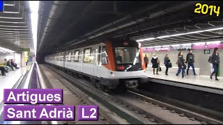 Artigues  Sant Adrià L2  Metro de Barcelona  TMB 9000  2014 [upl. by Fredek]