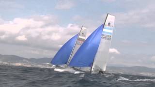 Nacra 17 European Championship Barcelona  day 2 strong wind [upl. by Nelleh482]