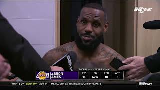 LeBron James POSTGAME INTERVIEWS  Los Angeles Lakers fall to Indiana Pacers 10990 [upl. by Enaz]