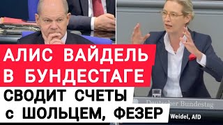 Германия Алис Вайдель в Бундестаге сводит счеты с Шольцем Фезер Речь 060624 [upl. by Alehc]