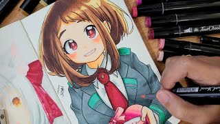 HOW TO DO COLOR LAYERING USING CHEAP ALCOHOL MARKERS Ochaco Uraraka [upl. by Floyd]