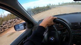 BMW E46 First Drive with Coilovers  Learning to Drift  POV [upl. by Mosley]