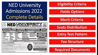 NED University Admissions 202223 Complete Details [upl. by Ellinet]