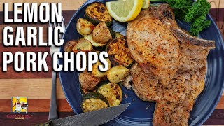 Oven Baked Lemon Garlic Pork Chops  Simple Recipe [upl. by Shalne]