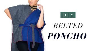 DIY Belted Color Block Poncho Cape [upl. by Karb]