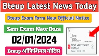 Bteup Exam Form Official Notice  Bteup New Semester Exam Date 2024  Bteup Latest News Today [upl. by Bachman]