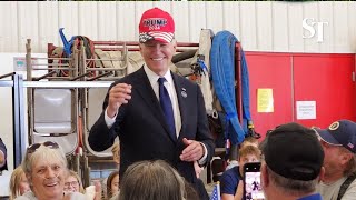 Biden’s Trump hat gesture wins cheers from crowd [upl. by Behm868]