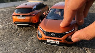 Unboxing of Mini Tata Harrier Diecast Car with Interiors  Giveaway  Accessories By Tata Motors [upl. by Mccullough607]