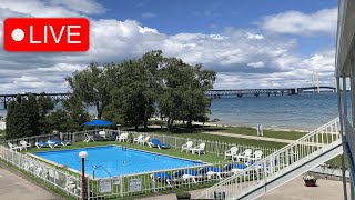 🔴LIVE🔴 Mackinac Bridge Camera from the Riviera Motel in Mackinaw City [upl. by Hulburt]