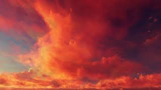 CGI 4k Stock Footage  Fiery hot red sunset clouds time lapse seamless loop [upl. by Drageruaeb]