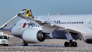 Aircraft deicing  American 787 at DFW 2022 [upl. by Hertzfeld95]