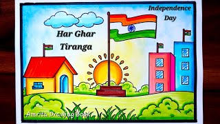 Har Ghar Tiranga Drawing easy  Independence day drawing  15 August Special Drawing  Easy Poster [upl. by Nonie]