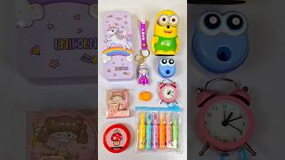 Fancy stationery asmr😍Sharpener Eraser Geometry Keychain Hilighters Glass Diary shorts [upl. by Atiragram]