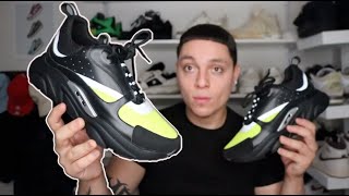 DIOR B22 RUNNERS BLACKNEON YELLOW Review  ON FOOT [upl. by Labotsirc]