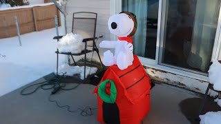 Gemmy Christmas Airblown Inflatable 35ft Snoopy Flying Ace Doghouse Review [upl. by Eitsyrc]