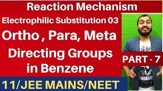 Reaction Mechanism 07 Electrophilic Substitution 03 Effect of Substituent on Reactivity Of Benzene [upl. by Maitilde]