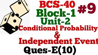 Conditional probabilityTopic  quesE10  Unit2  Statistics  Bcs40  4rth sem [upl. by Ziwot]