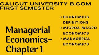 Introduction to Managerial Economics  B Com  Ist Semester  Dr Salini K [upl. by Richia]