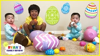 Easter Egg Hunts for the first time with twin babies on Ryans Family Review [upl. by Gelasius]