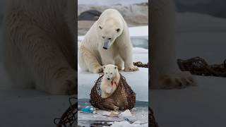 A mother bear seeks help from sailors to save her injured cub trapped in an old fishing netanimals [upl. by Anette]