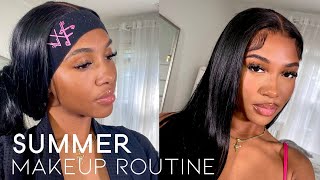 My Summer Makeup Routine 2022 My Everyday Glowy Dewy Summer Makeup GRWM [upl. by Bergen]