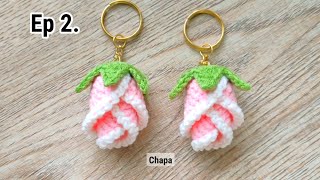 Ep2 Sepals 🌹Easy Crochet Mini Rose Keychain Tutorial step by step  Crochet Flower Keychain [upl. by Weingartner]