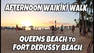 Afternoon Waikiki Walk Queens Beach to Fort DeRussy Beach Oahu Hawaii January 2 2024 [upl. by Ellerehs]